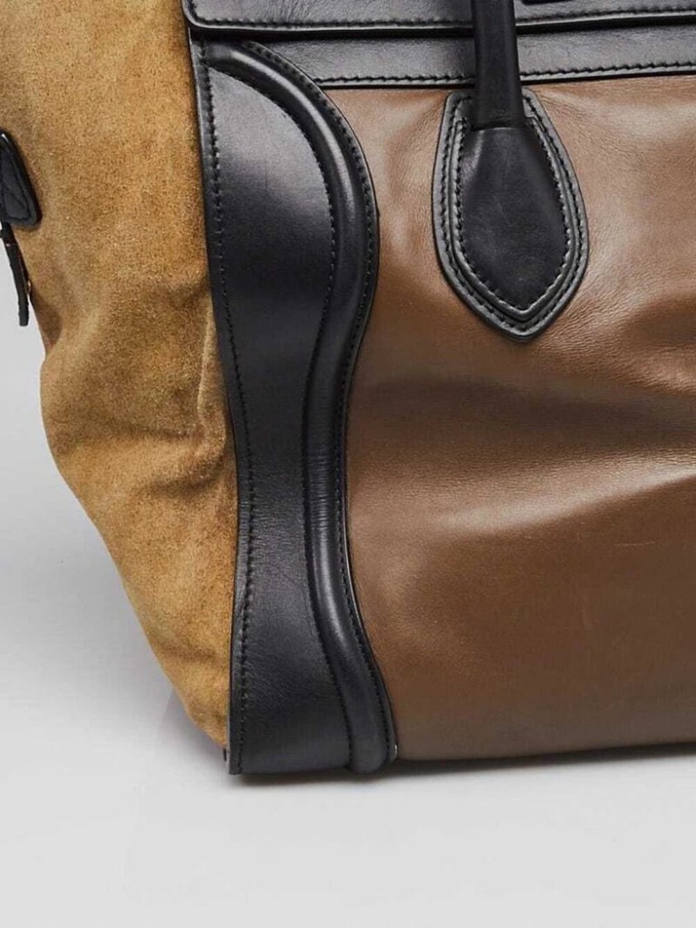 Celine Tri-Color Leather and Suede Mini Luggage Tote Bag - Picture 6 of 12